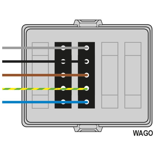 Vorschau: Steckbar Frontteil AK2, WAGO WINSTA® MIDI, in: 5pol H07V-U, out:2x5pol sw L1+L2+L3, 125x100x42 mm, lichtgrau