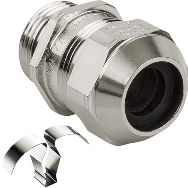 Cable glands Progress® AgreenO EMC easyCONNECT nickel-plated brass lead-free with contact spring