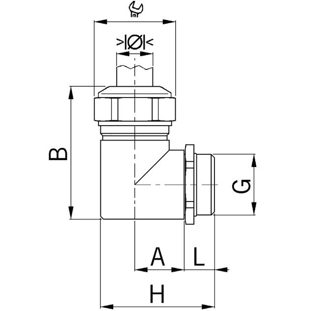 Cable glands Progress® nickel-plated brass elbow 90º