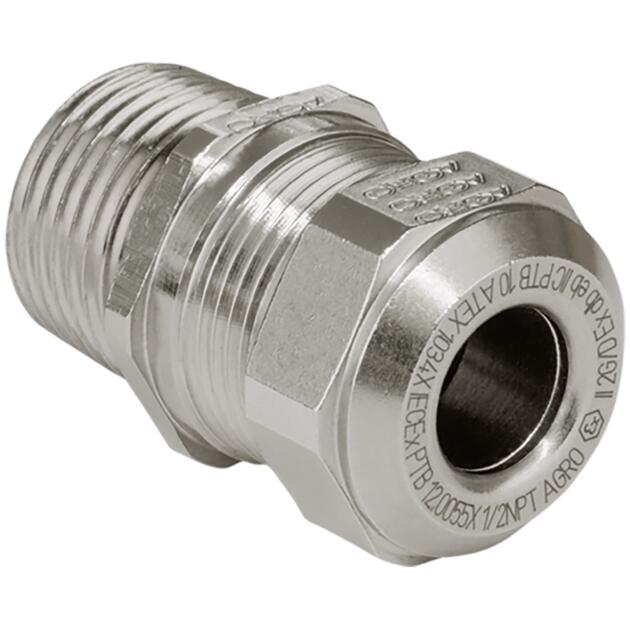 AGRO cable glands Ex Compact nickel-plated brass flameproof enclosure Ex d IIC and increased safety Ex e II