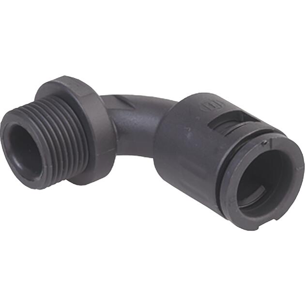 Synthetic conduit connector 90° bend