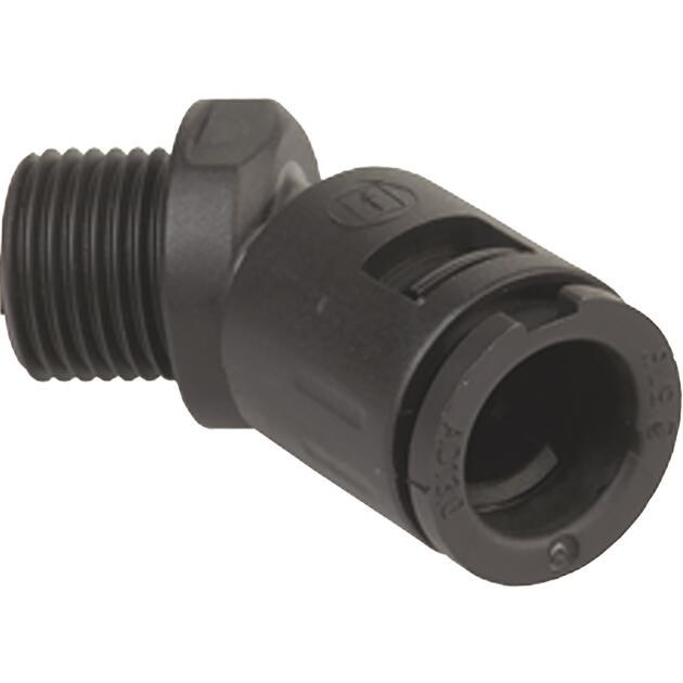 Synthetic conduit connector 45° bend, conically sealing