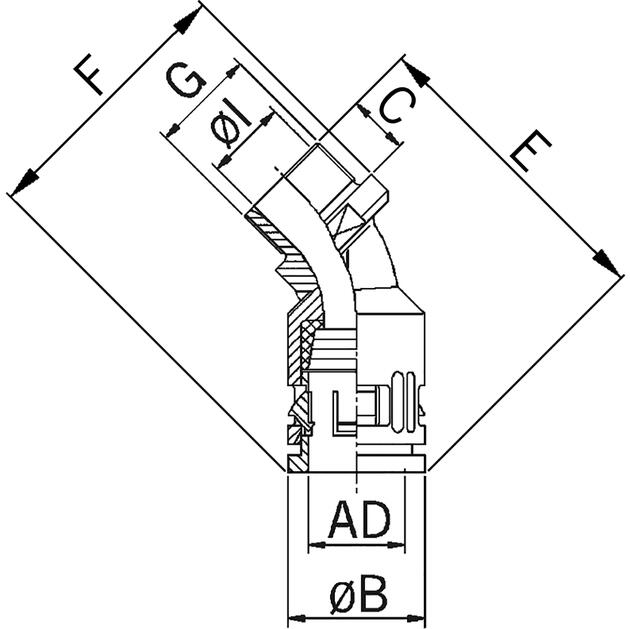 Coude à 45° synthétique pour les raccords de tuyaux
