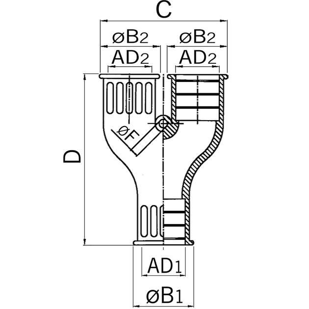 Synthetic conduit connector Y-distributor
