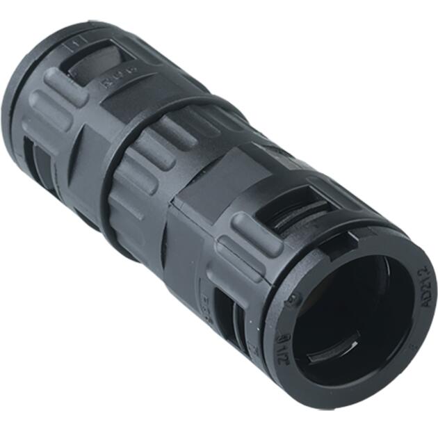 Synthetic conduit connector quick coupling