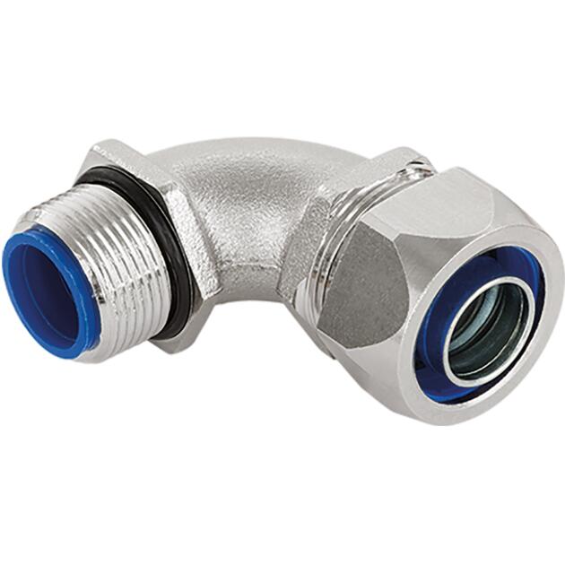 Complete angle conduit gland 90° nickel-plated brass